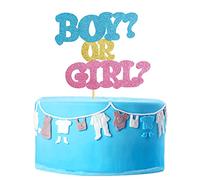 1 paquet de décorations de gâteau pour garçons ou filles - Pour révéler le sexe - Paillettes - Bleu et rose - Pour fête prénatale