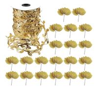1 Paquet De Feuilles Dorées, 1 Paquet De Fleurs Et Feuilles Dorées, Fleurs Artificielles Décoratives, Décorations Florales De Fête, Décorations De Fête Florales