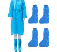1 paquet d'imperméable portable en EVA avec capuche et 2 paires de couvre-chaussures jetables, imperméable réutilisable pour la randonnée, le vélo, le camping et les voyages.