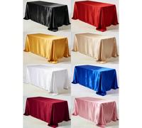 1 paquet Nappe de table en satin, 57x108 pouces, Nappe rectangulaire multicolore, Tissu soyeux, Convient pour table à manger rectangulaire, fête, dîner de fête, décoration de banquet de mariage (Plusi
