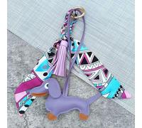1 paquet Porte-clés en PU mignon de teckel avec gland d'écharpe rose - Accessoires de mode pour sac, tours de cou de téléphone et accessoires de portefeuille DIY, bijoux de porte-clés pour femmes Livr