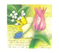 1 Paquette de 20 Serviettes en Papier - Serviette Fleurs : Tulipe de 24x24cm - Set activité créative serviettage + Carte Tigre