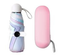 1 parapluie de voyage léger, mini parasol compact à 6 baleines, avec 1 boîte de rangement pour capsules roses, parapluie coloré pour enfants, protection UV en plein air, convient pour les cadeaux pour