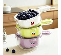1 passoire double couche blanche mignonne passoire de cuisine avec poignée, 2 en 1 en plastique fruits légumes panier à linge design créatif