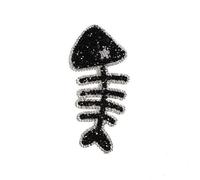 1 patch en tissu à paillettes avec strass étincelants motif chat poisson os vêtements patchs tendance à paillettes DIY Appliques Bling Patch