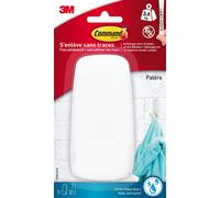 1 Patère Blanc nacré 3M Command¿ avec languettes résistantes à l'eau, 2 languettes, 3,4 kg
