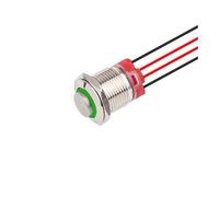 1 pc 16mm Waterproof Metal Push Button Switches Wite 4 Wires 165mm 1NO Red Green Blue 3-6V High round Momentary latching NWPNLXEA(Green,LATCHING LOCKING_3-6V)