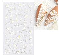 1 Pc 3D Auto-Adhésif Fleur Nail Art Autocollant Stickers Dentelle Translucide En Trois Dimensions En Relief Dentelle Fleur DIY Nail Stickers Bon pour les conseils de manucure pour les fillesDesign dur