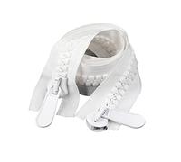 1 pc 50-150cm 20# Double curseur fermeture éclair en résine à extrémité ouverte pour manteau, doudounes remplacer couture fermeture éclair, Double curseur-blanc, 90cm