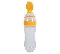 1 Pc 90 ml Silicone Bébé Nourrisson Biberon avec Cuillère Aliments Frais Céréales Squeeze Feeder Chaud, Biberon Biberon Bébé Céréales (yellow)