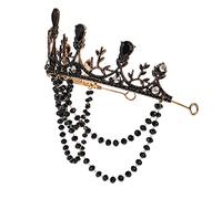 1 Pc Couronne Lolita Coiffe Bandeau En Corne Bijoux De Cheveux Couronne De Mariage Reine Royale Casque De Mariage Dames Mascarade Cristal Se Réconcilier Manquer Princesse Métal