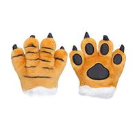 1 PC de Gants de Patte de Tigre Moelleux en Peluche Animal Patte Griffe Gants de Main Tigre Griffe Cosplay Costume Mitaines Chaudes pour Adultes Enfants Accessoires de Costume, Main Patte(Jaune)