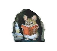 1 PC Dessin Animé Mignon Aux Chandelles Lecture Petite Souris Sentir Coller Trou De Souris Maison Intérieur Extérieur Décoration Murale Stickers Muraux 10,5 X 10,5 Cm