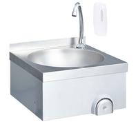 1 PC Lavabo WC - Vasque lavage - Anti-Taches - avec robinet et distributeur de savon Inox 40x40x44 cm V361
