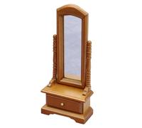 1 Pc Modèle De Miroir en Bois Massif Poupée Créatures Maison Animaux Mini Prétendre Statue Chaise Haute Enfants Miroir De Vintage Meuble Décor en Bois Bricolage Bouleau BESTonZON