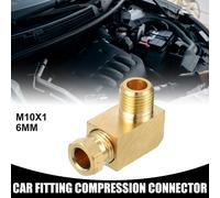 1 Pc Raccord en laiton à compression universel à coude à 90 degrés M10x1 - Adaptateur de raccord de voiture pour connecteur de tuyau de 6 mm - Tonalité dorée en laiton