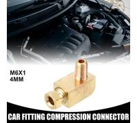 1 Pc Raccord en laiton à compression universel à coude à 90 degrés M6x1 - Connecteur d'adaptateur de raccord de voiture pour tuyau de 4 mm - Tonalité dorée en laiton