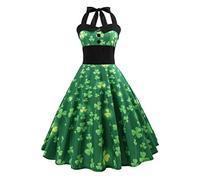 1 Pc Robe Femme Col Rond Tenue De La Saint Patrick Robe De Thé Robe De Danse Irlandaise Robe Trèfle Robe De Trèfle Costume De La Saint Patrick Robe Shamrock Manquer