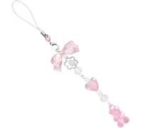 1 Pcs Adorable Pendentif Ours Pour Téléphone Portable En Perles Rose, Chaîne Anti-Perte, Lanière Et Bijou De Téléphone De Longueur Parfaite, Sangle De Téléphone Portable Rose Anti-Perte