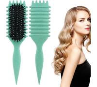 1 Pcs Brush Curl,Curl Defining Brush,Boar Bristle Hair Brush Styling Brush For Detangling,Boar Bristle Hair Brush For Define And Shape Curls,Green