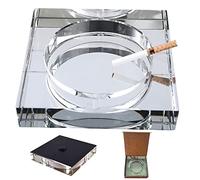 1 Pcs Cendrier Cristal Large, Cendrier Carre en Verre, Technologie De Coupe Fine, Antidérapant et Imperméable Pour Extérieur, Intérieur, Maison, Bureau, Hôtel, Piscine, Restaurant(Argent Blanc)