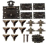 1 pcs Fermoir Boite Verrou Décoratifs Antiques 8 pièces Coin Décoratif Protection Couverture 4 pcs Charnière en Métal 4 pcs Pied D’angle Décoratifpour boîte à bijoux en bois bronze