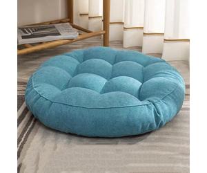 1 PCS Futon Coussin De Sol pour S'asseoir Coussin De Chaise De Quenouilles Rond Épais Tatami Matelas (Color : Teal, Size : 42x42cm)