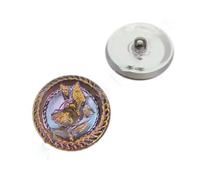 1 pcs Hand made and painted Czech glass button, 22,5 mm with a butterfly violet gold (Bouton de verre tchèque fabriqué à la main et peint Violet)