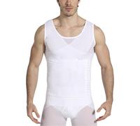 1 pcs Hommes Shapewear Hauts Taille Corps Façonnant Manches Courtes Abdomen Trainer T-Shirt Ventre Minceur Gaine Corset pour Le Fitness Et Le Sport(White,S)
