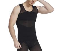 1 pcs Hommes Shapewear Hauts Taille Corps Façonnant Manches Courtes Abdomen Trainer T-Shirt Ventre Minceur Gaine Corset pour Le Fitness Et Le Sport(Black,M)