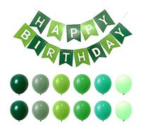 1 pcs Joyeux Anniversaire Bannière avec 12 Ballons Macaron Lettre Bronzage Queue De Poisson Drapeau Fête D'anniversaire Décoration Guirlande (Vert Clair Foncé)