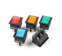 1 pcs KCD4 6Pins 31 * 26mm ON-OFF-ON 16A 250VAC 20A 125VAC Boat Rocker Switches Electrical equipment With Light Power Switch NWPNLXEA(Black Reset Switch)