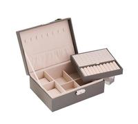 1 Pcs,Layer Storage Box For Men And Women Large Capacity Leather Jewelry Hardware Latch Travel Portable Flip Lid Palm Pour Les Voyages, Le Lavage(Grey)