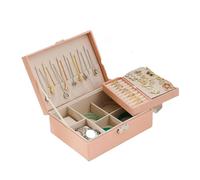 1 Pcs,Layer Storage Box For Men And Women Large Capacity Leather Jewelry Hardware Latch Travel Portable Flip Lid Palm Pour Les Voyages, Le Lavage(Pink)