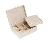 1 Pcs,Layer Storage Box For Men And Women Large Capacity Leather Jewelry Hardware Latch Travel Portable Flip Lid Palm Pour Les Voyages, Le Lavage(White)