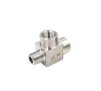 MEXEWORD 1 pcs M14 M20 1/8" 1/4" 3/8" 1/2" BSP Filetage mâle Femelle 304 connecteur de raccord de Tuyau Haute Pression à 3 Voies en Acier Inoxydable(M to F to F M14x1.5)