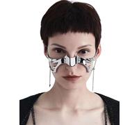 1 Pcs Masque Cyberpunk ¿Punk Mécanique Masque,Accessoires D'usure De Visage De Demi-Masque En Métal Irrégulier,Costume D'halloween Cosplay Demi Masque Visage Bijoux Pour Femmes Et Hommes