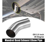 1 pcs OD 2.5 pouce 45 Degree Echappement Coude Tuyau SS304 Inox Acier