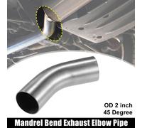 1 pcs OD 2 pouce 45 Degree Echappement Coude Tuyau Inox Acier Argent