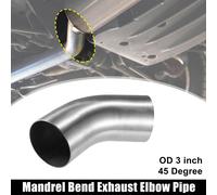 1 pcs OD 3 pouce 45 Degree Echappement Coude Tuyau SS304 Inox Acier