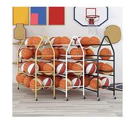 1 Pcs Organiseur De Basket-Ball 4 Couches Support De Rangement Pour Balles | Organisateur D'équipement De Sport Avec roulettes Chariot de rangement Gagnez de l'espace(Gold,123CM)