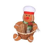 1 Pcs Paniers de Bonbons de Noël | Panier en Bambou tissé Décoration de Table de Noël Porte-Bonbons | Père Noël Bonhomme de Neige Renne Gingerbread Man Pingouin Candy Bowl (Homme en Pain D'Épice)