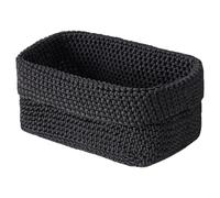 1 Pcs Paniers de Rangement,Panier de Rangement Tissé à La Main,Organisateur Tressé Naturel,Rectangulaire Pliable,Matériau Du Fil De Glace,Fabrication Artisanale,pour Recevoir Petits Objets(Noir)