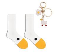 1 Pcs Porte-Clés Et 1 Paire De Chaussettes, Forme De Canard Mignon Et Mignon, Décoration Créative De Sac À Dos, Pendentif Anti-Perte De adeau d'anniversaire pour Amis.