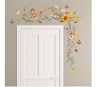 1 pcs Stickers Muraux Plantes Florales Autocollants Muraux Fleurs Papillon Sticker Mural Amovible Deco Stickers pour Salons Chamb