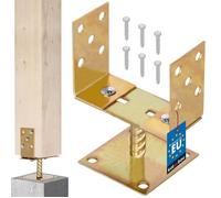 1 pcs Support de Poteau Bois - KOTARBAU® - Pied Réglable - 0-160 mm - à Visser - Acier Galvanisé - Or
