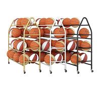 1 Pcs Support De Rangement Pour Basket-ball 4 Niveaux Avec Roulettes | Grandecapacité Support De Rangement Pour Ballon Gain De Place Étagères Mobiles(Black,140CM)