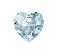1 pcs SWAROVSKI CRYSTALS pendant Heart Cut 6432 crystal stone with hole, 14.5 x 14.5 mm Aquamarine (Cristaux Swarovski Pendentif Coeur Coupe 6432 Pierre de cristal avec trou Aquamarine bleu)