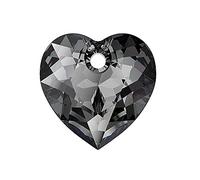 1 pcs SWAROVSKI CRYSTALS pendant Heart Cut 6432 crystal stone with hole, 14.5 x 14.5 mm Crystal Silvernight (Cristaux Swarovski Pendentif Coeur Coupe 6432 Pierre de cristal avec trou gris)