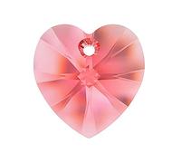 1 pcs SWAROVSKI ELEMENTS pendant HEART 6228 crystal stone with hole, 14.4 x 14 mm Peach Rose (Swarovski éléments pendentif coeur 6228 pierre de cristal avec trou Rose)